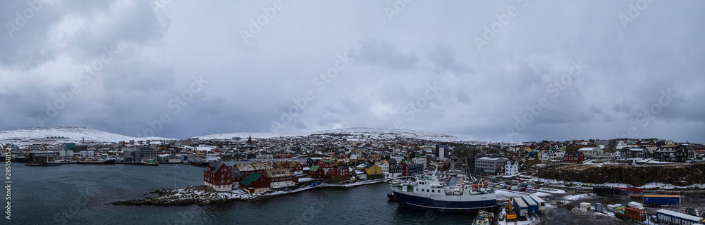 panoarama landscape winter Faroer Tórshavn