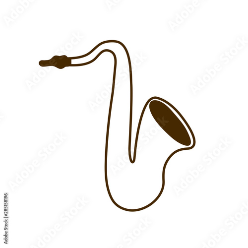 musical instrument saxophone on white background