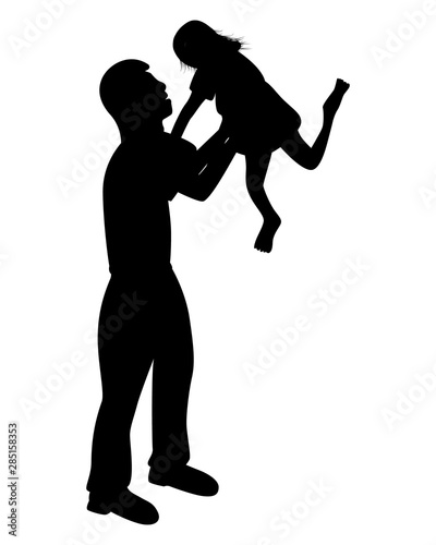 silhouette father and girl vector design