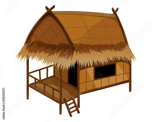 isolated straw hut on white background vector design