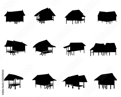 Fotografiet silhouette straw hut vector design