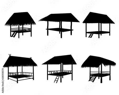 silhouette straw hut vector design