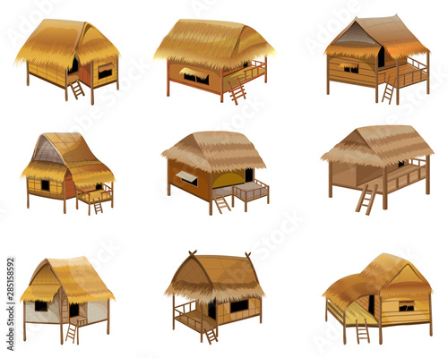 isolated straw hut on white background vector design