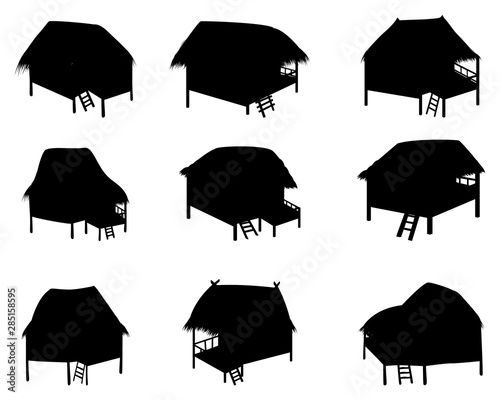 isolated straw hut on white background vector design