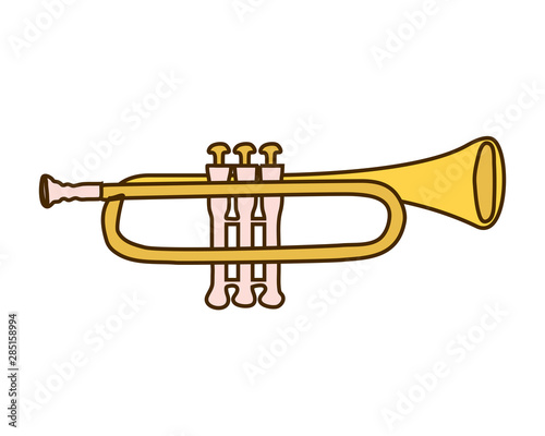 musical instrument trumpet on white background