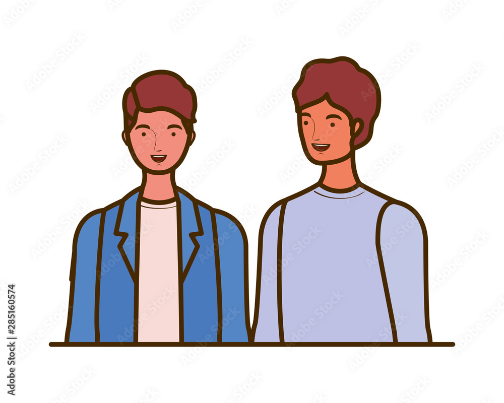 young men on white background young men on white background