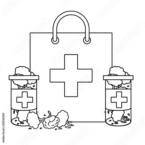 cannabis martihuana sativa hemp cartoon in black and white