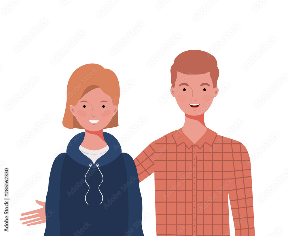 couple of people smiling on white background couple of people smiling on white background