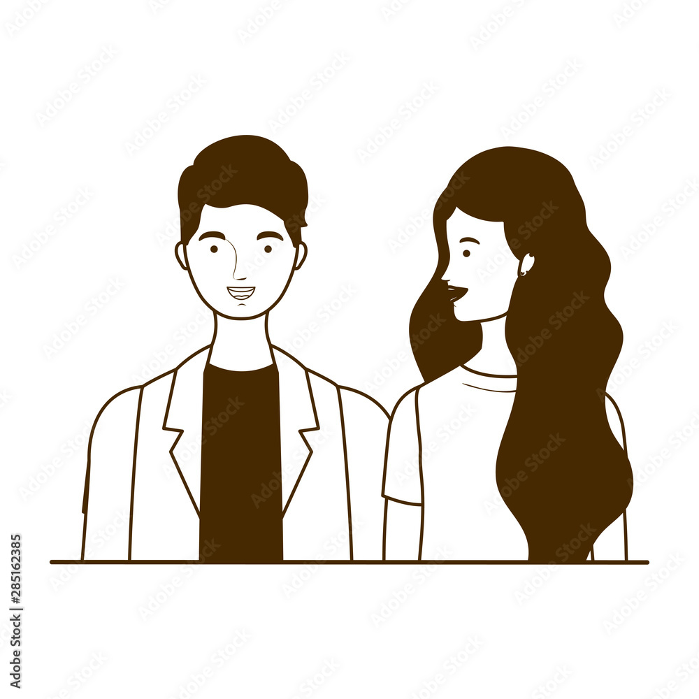 silhouette of couple of people standing on white background silhouette of couple of people standing on white background