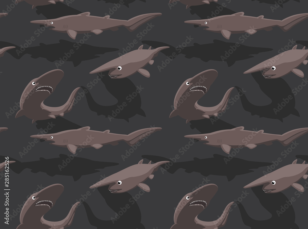 Goblin Shark Cartoon Background Seamless Wallpaper Stock Vector | Adobe