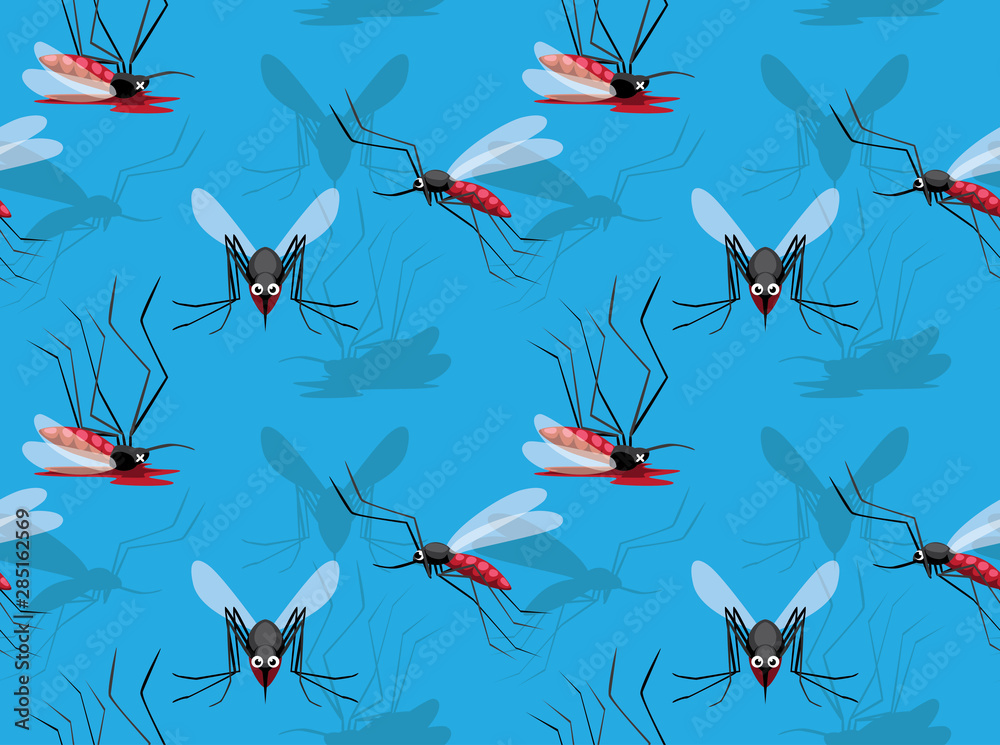 Cute Mosquito Dead Cartoon Background Seamless Wallpaper Stock Vector |  Adobe Stock