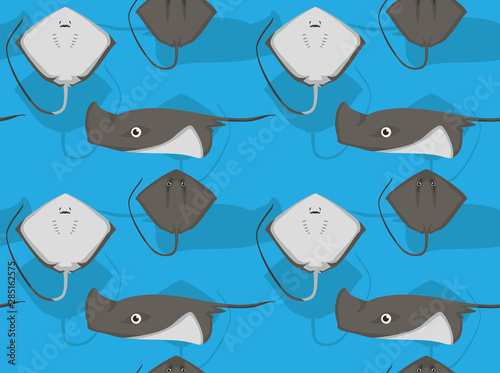 Southern Stingray Cartoon Background Seamless Wallpaper