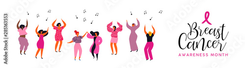 Breast cancer awareness banner of diverse women