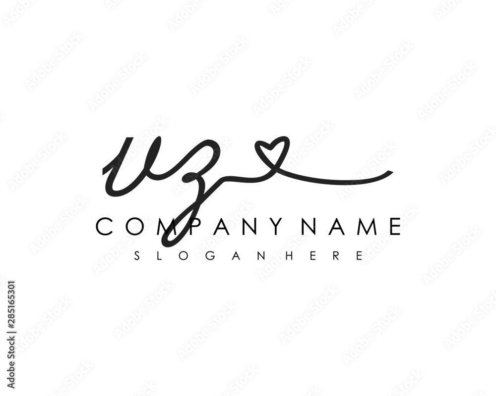 VZ Initial handwriting logo vector VZ Initial handwriting logo vector