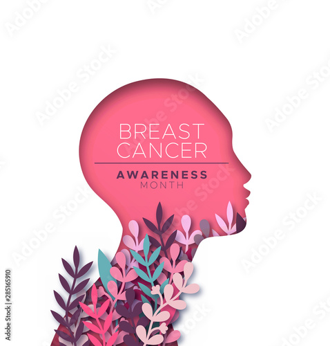Breast cancer awareness pink papercut woman nature