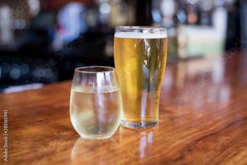 wine and beer at bar