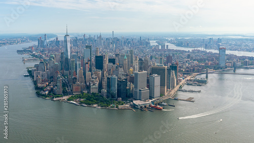 Lower Manhattan New York Daytime Aerial Shot