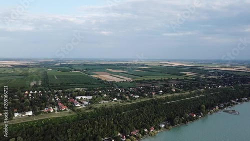 Balatonvilagos, Hungary, flyover, near to the Hungarian sea, buildings photo