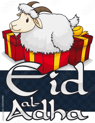 Goat inside Gift Box ready for Eid al-Adha Festival, Vector Illustration photo