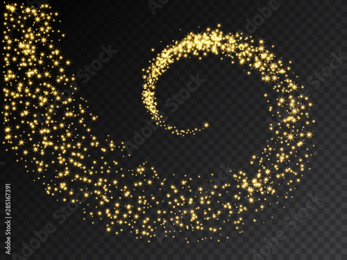 Golden glittering swirl vector illustration