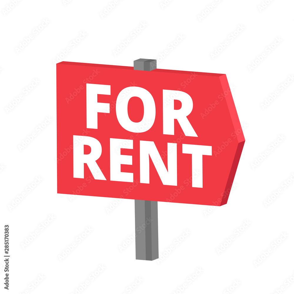 Signboard for rent. Arrow road sign Text title. Real estate property rental. Vector flat color Illustration. Signboard for rent. Arrow road sign Text title. Real estate property rental. Vector flat color Illustration.