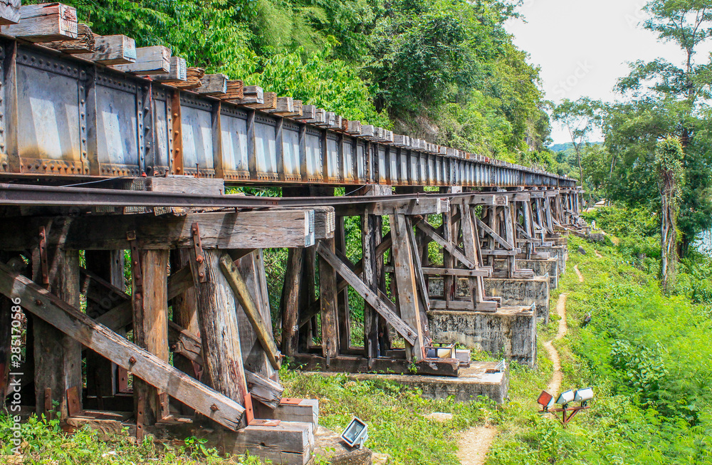The Old Train Tracks Used Since World War II in Thailand.