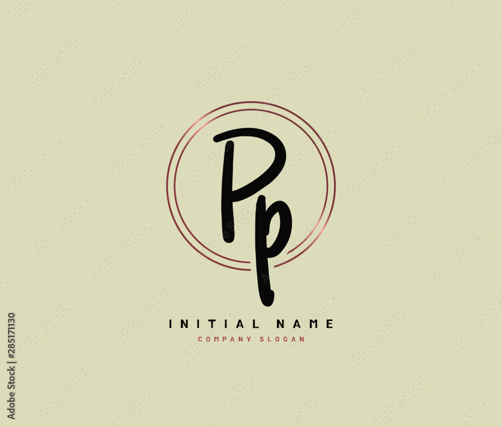 Fototapeta premium P PP Beauty vector initial logo, handwriting logo of initial signature, wedding, fashion, jewerly, boutique, floral and botanical with creative template for any company or business.