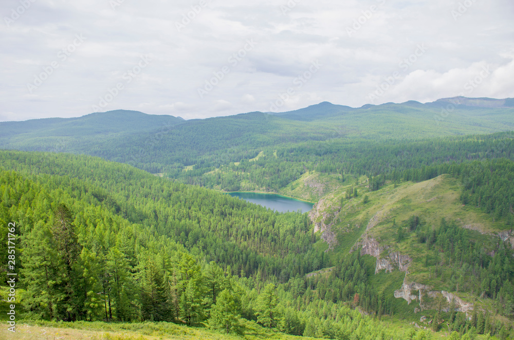 Obraz premium Beautiful lake in Altai mountains and forest Russia