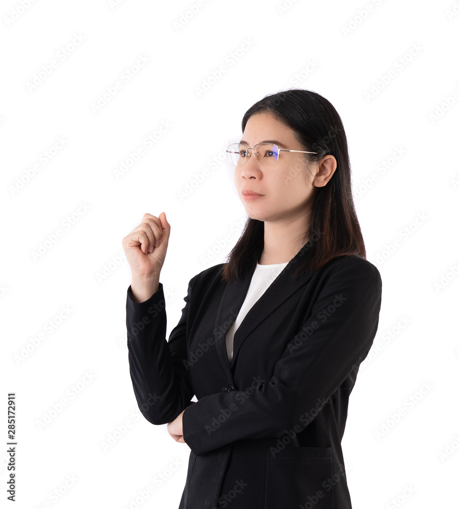 Business woman with folded arms isolate and white background. Business woman with folded arms isolate and white background.
