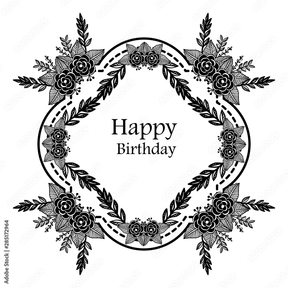 Abstract style wreath frame, wallpaper decoration of card happy birthday. Vector Abstract style wreath frame, wallpaper decoration of card happy birthday. Vector