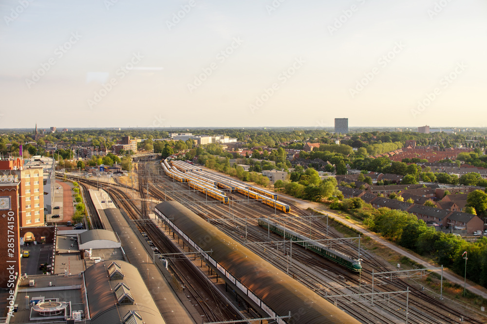 Station Nijmegen from above, Netherlands