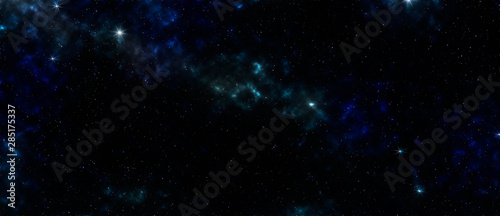 Star and galaxy  dark blue space background panorama view