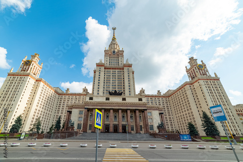 City the Moscow .view of the Moscow State University named after M.V. Lomonosov.central building of the university complex.Russia.2019