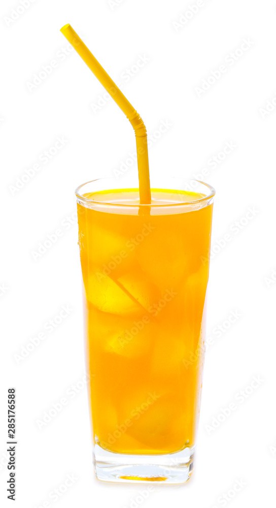 Orange juice glass, isolated on white background Orange juice glass, isolated on white background