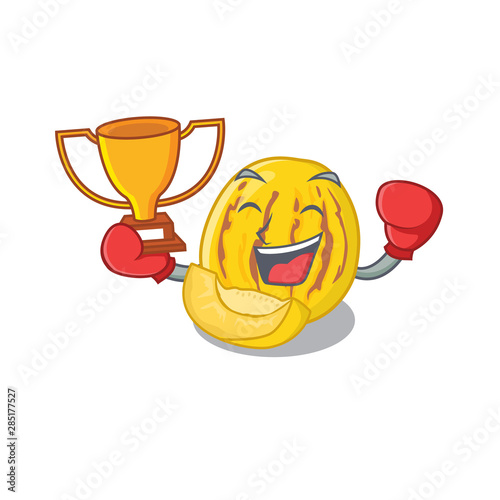 Boxing winner pepino melon juice in cartoon glasses