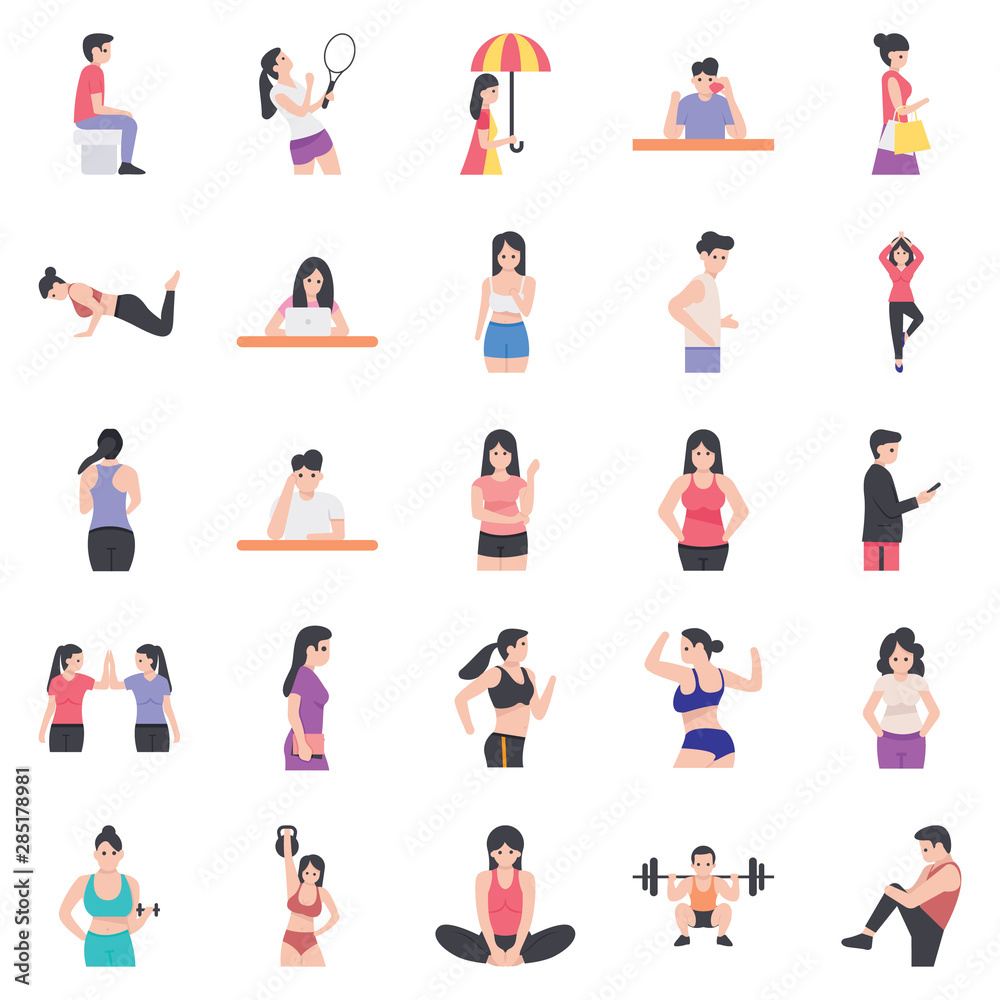 People Activities Icons Set People Activities Icons Set