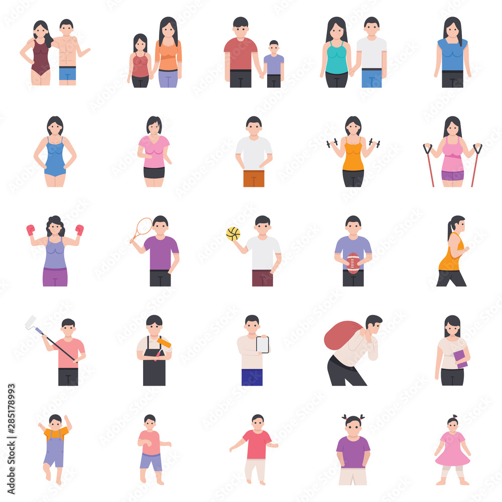 Human Activities Icons Set Human Activities Icons Set