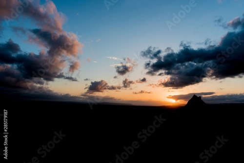 Sunset over the Glass House Mountains