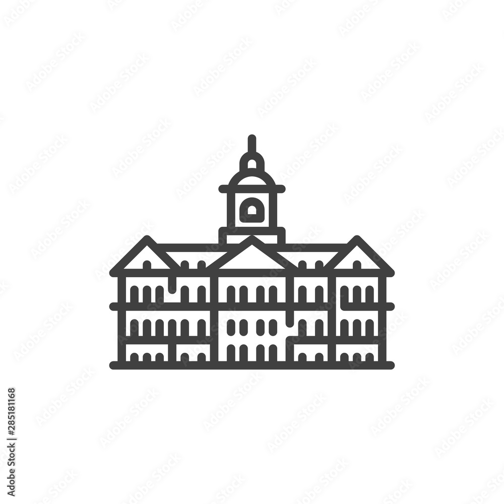 Netherlands famous landmarks line icon. linear style sign for mobile concept and web design. Amsterdam City buildings outline vector icon. Symbol, logo illustration. Vector graphics