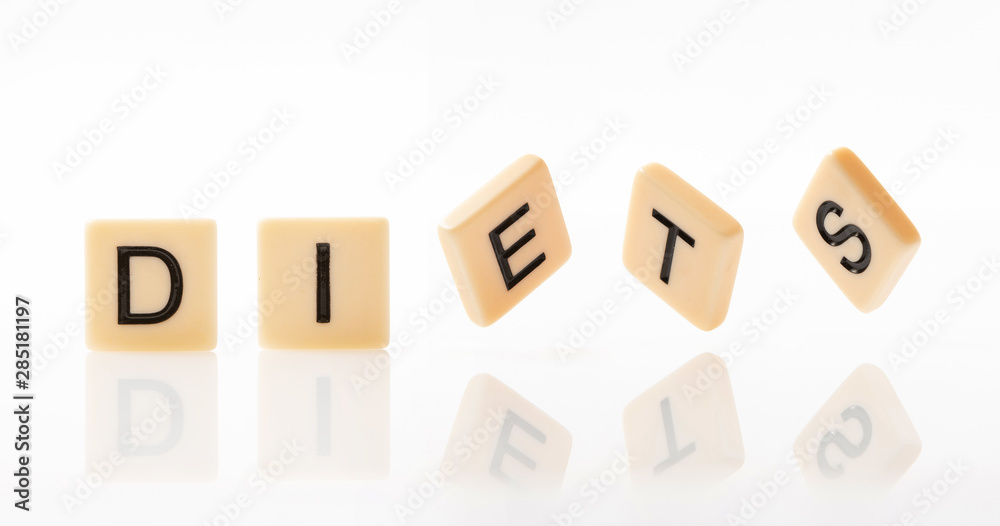 diets word block with white background. diets word block with white background.