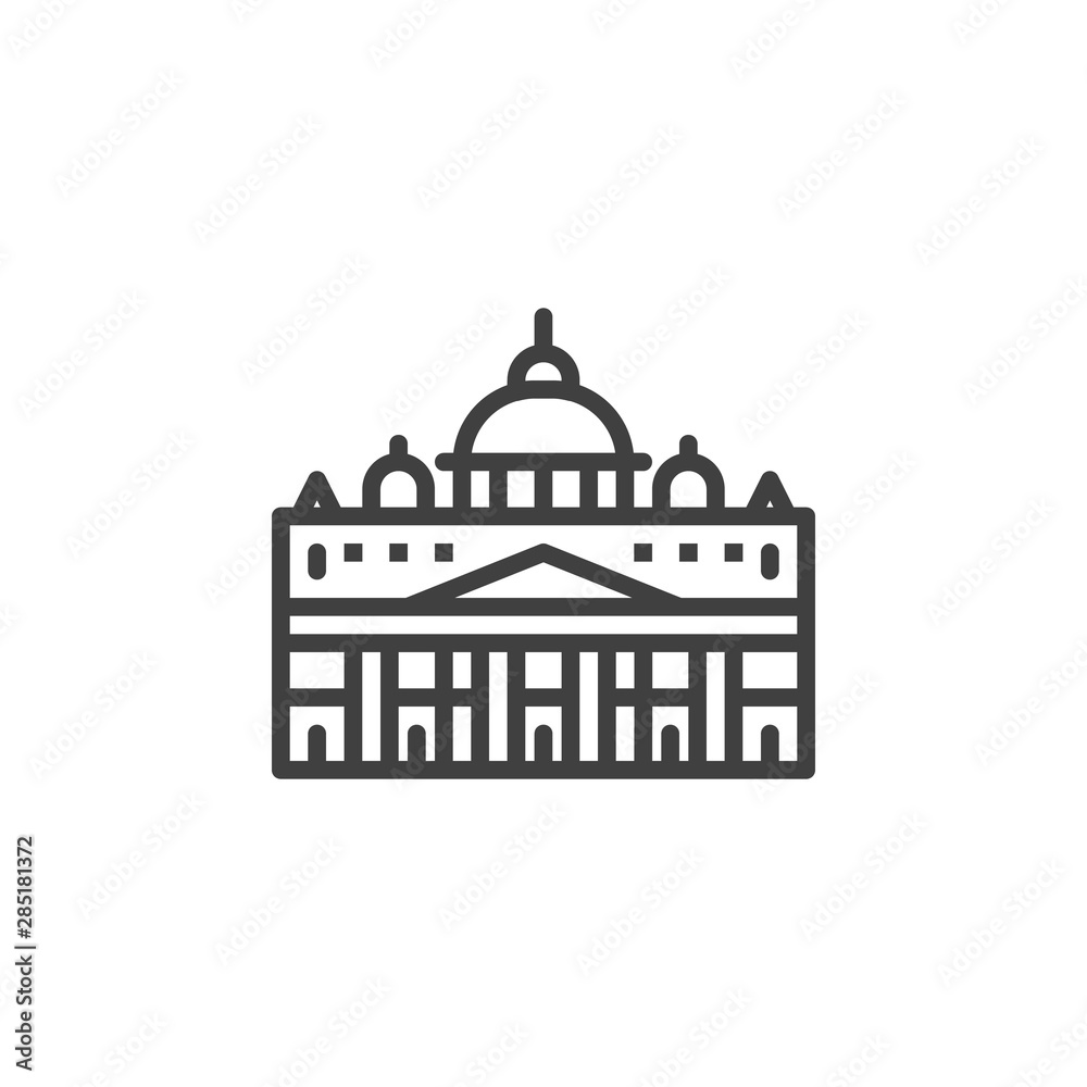 Vatican famous landmarks line icon. linear style sign for mobile concept and web design. Vatican city buildings travel outline vector icon. Symbol, logo illustration. Vector graphics