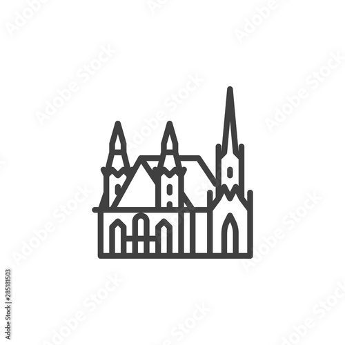 Vienna famous landmark line icon. linear style sign for mobile concept and web design. Austria city buildings outline vector icon. Europe travel symbol, logo illustration. Vector graphics