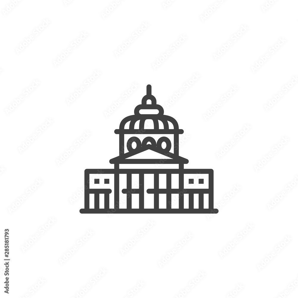 Bucharest famous landmark line icon. linear style sign for mobile concept and web design. Romania City Buildings outline vector icon. Travel symbol, logo illustration. Vector graphics