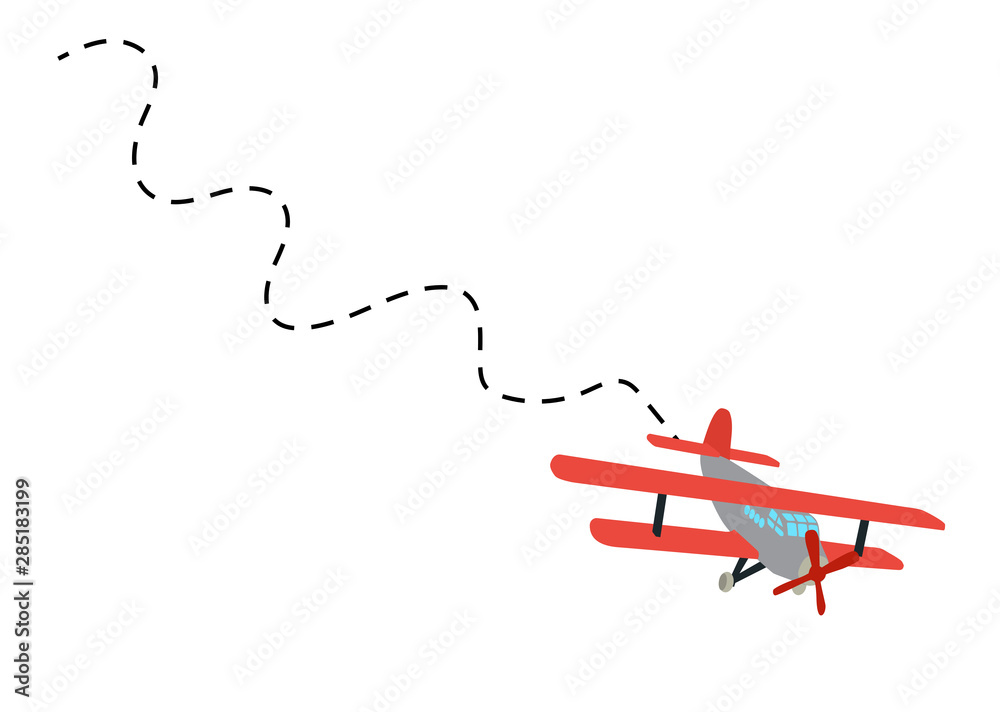 Color model of an old plane with trace of flight. Isolated on white background. Vector illustration Color model of an old plane with trace of flight. Isolated on white background. Vector illustration