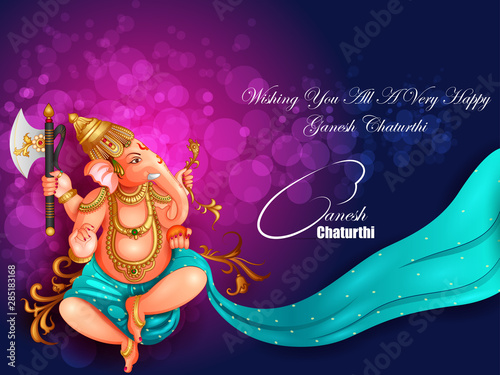 vector illustration of Lord Ganapati for Happy Ganesh Chaturthi festival religious banner background