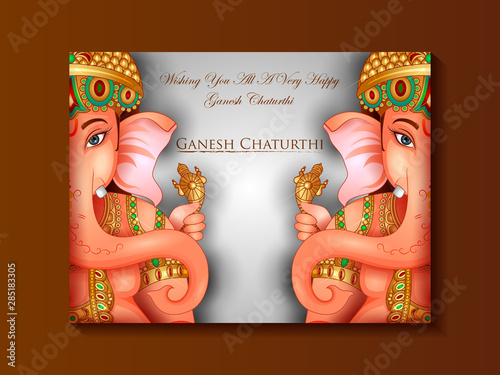 vector illustration of Lord Ganapati for Happy Ganesh Chaturthi festival religious banner background
