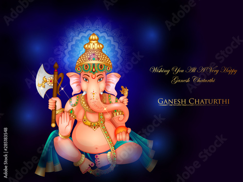 vector illustration of Lord Ganapati for Happy Ganesh Chaturthi festival religious banner background