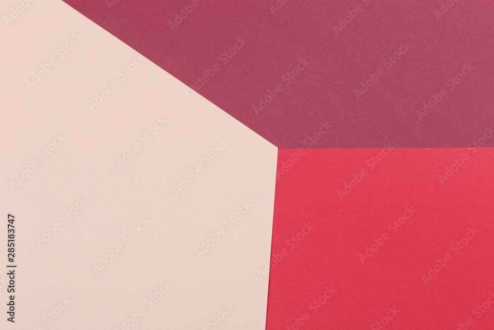 Paper light beige, burgundy, red empty background, geometrically located. Color blank for presentations, copy space. Paper light beige, burgundy, red empty background, geometrically located. Color blank for presentations, copy space.