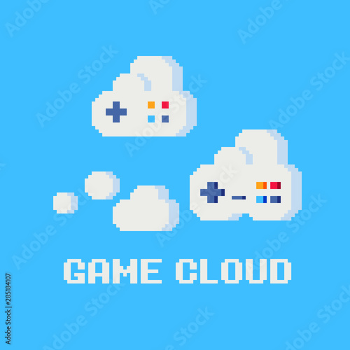 Game cloud abstract pixel art icon. Design for logo, sticker and mobile app. 8-bit style. Isolated vector illustration.