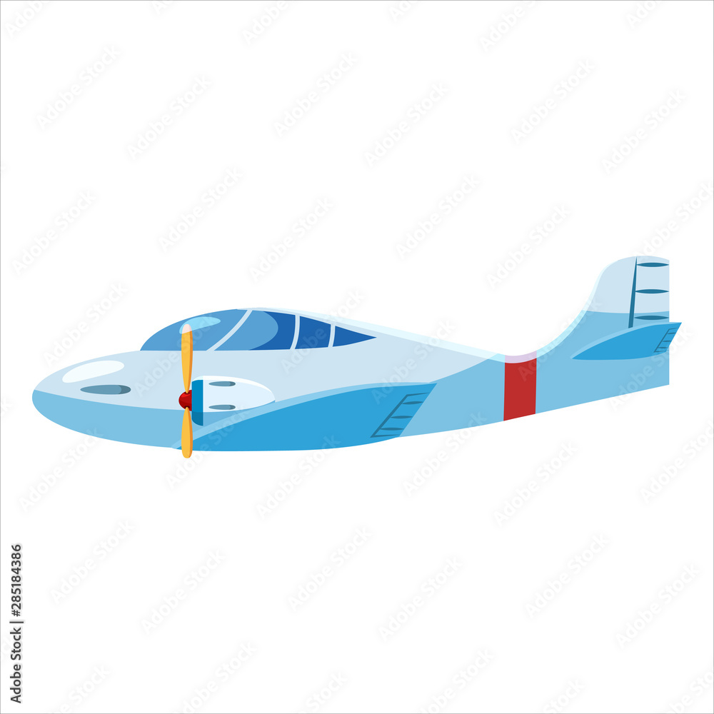 Airplane jet personal speed cartoon blue colour side view Airplane jet personal speed cartoon blue colour side view